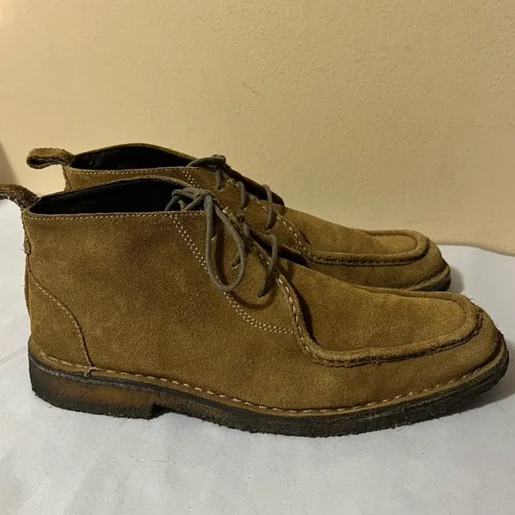 Johnston &amp; Murphy Sheepskin and Suede Moc Toe Chukka Boots Whisky Mens 9