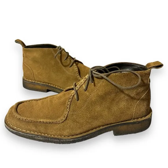 Johnston &amp; Murphy Sheepskin and Suede Moc Toe Chukka Boots Whisky Mens 9