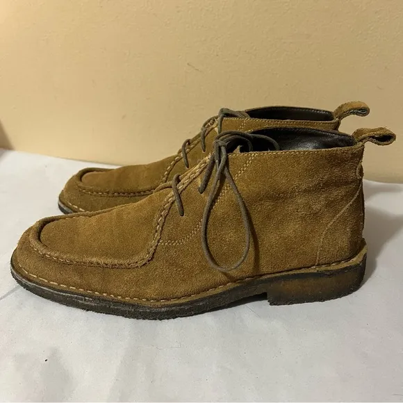 Johnston &amp; Murphy Sheepskin and Suede Moc Toe Chukka Boots Whisky Mens 9