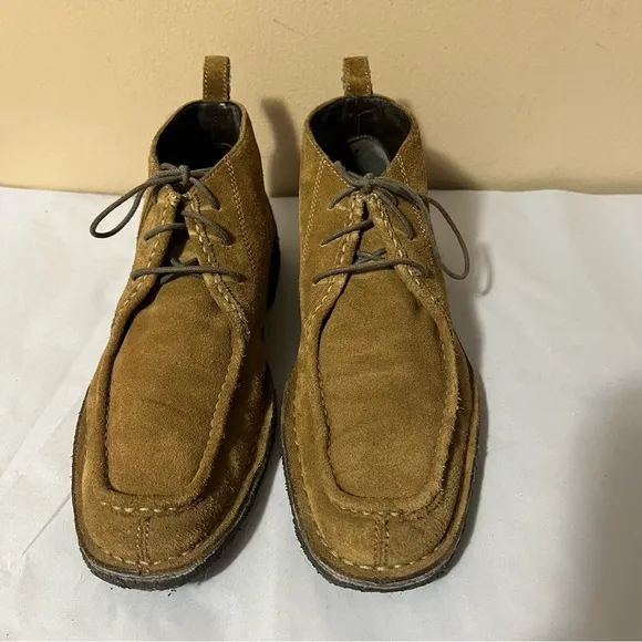 Johnston &amp; Murphy Sheepskin and Suede Moc Toe Chukka Boots Whisky Mens 9