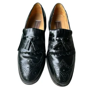 Johnston Murphy Dress Shoes Men's 10D Black Wing Tip Tassel   Kilted Loafer