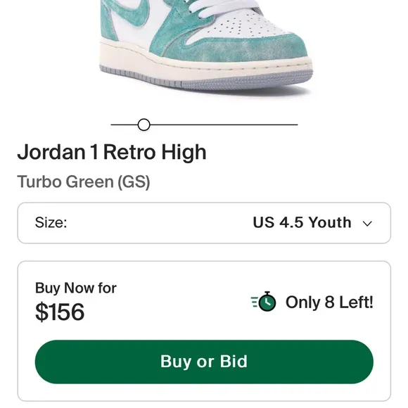 Jordan 1s - Turbo Green &amp; White with purple laces