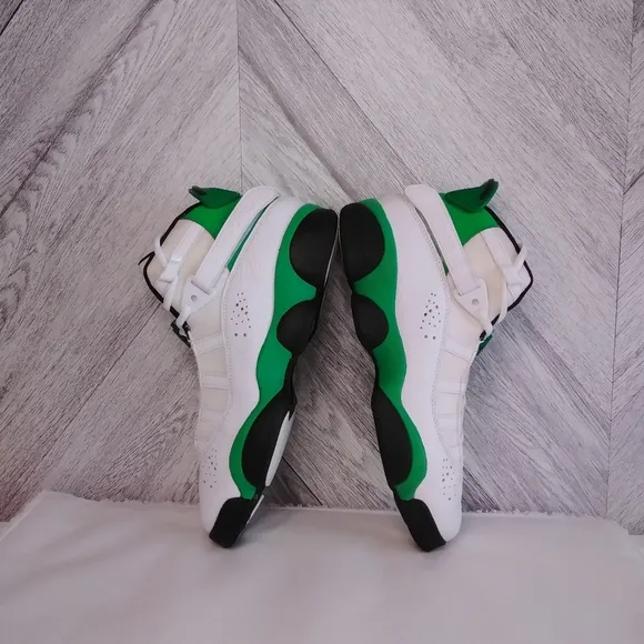 Jordan 6 Rings White/Black/LUCKY Green Basketball Sneaker Shoe Sz: 7Y US Boy's