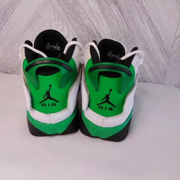 Jordan 6 Rings White/Black/LUCKY Green Basketball Sneaker Shoe Sz: 7Y US Boy's