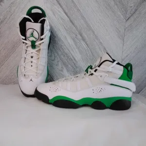 Jordan 6 Rings White/Black/LUCKY Green Basketball Sneaker Shoe Sz: 7Y US Boy's