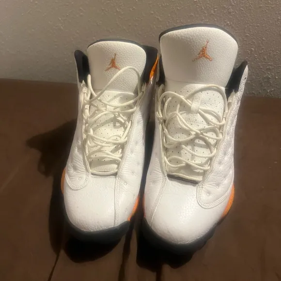 Jordan Athletic Shoes - White and Orange Retro 13 Starfish Nike