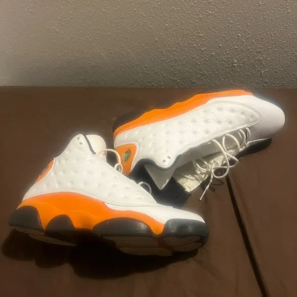 Jordan Athletic Shoes - White and Orange Retro 13 Starfish Nike