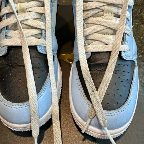 Jordan Big Kid's 1 Mid Ice Blue/Black Sail/White Sneakers