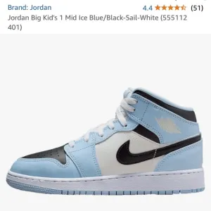 Jordan Big Kid's 1 Mid Ice Blue/Black Sail/White Sneakers