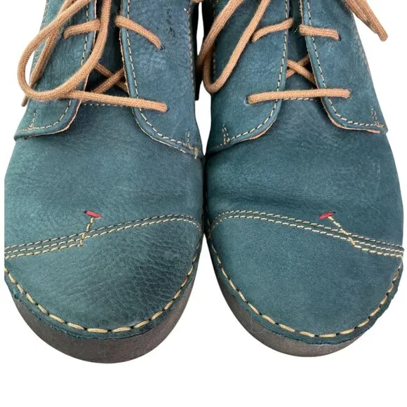 JOSEF SEIBEL Fergey Leather Lace Up Shoe In Aqua Blue Size 39, US 8-8.5