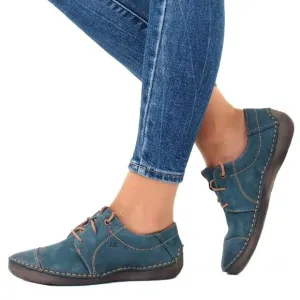 JOSEF SEIBEL Fergey Leather Lace Up Shoe In Aqua Blue Size 39, US 8-8.5