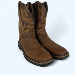 Justin Driller Steel Toe Dark Brown Men's Western Boots 9D WK4682