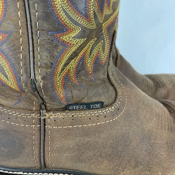 Justin Driller Steel Toe Dark Brown Men's Western Boots 9D WK4682