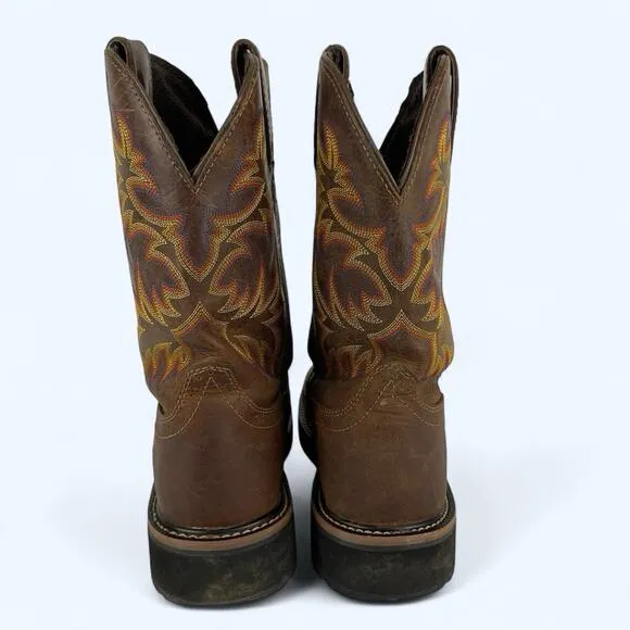 Justin Driller Steel Toe Dark Brown Men's Western Boots 9D WK4682