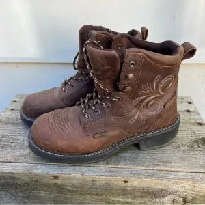 Justin Gypsy Steel Toe Lace Up Work Waterproof Boots 10B