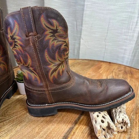 Justin Men's Driller Cowhide Stampede Plain Toe Work Boots 11” Size 13 D