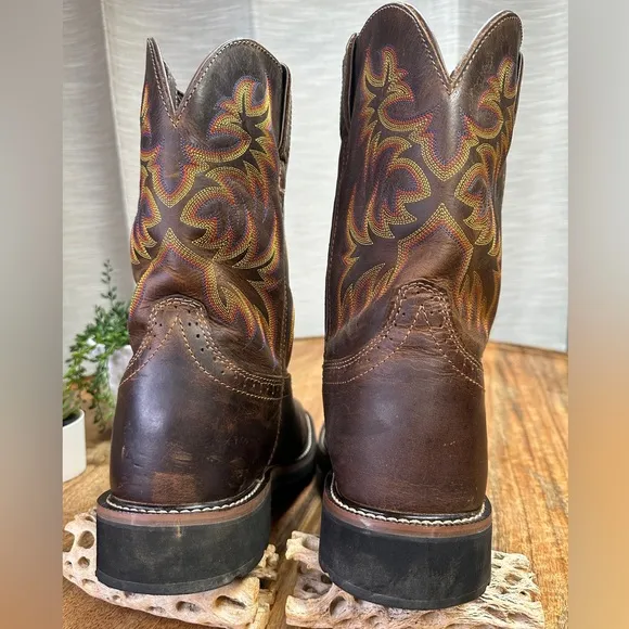 Justin Men's Driller Cowhide Stampede Plain Toe Work Boots 11” Size 13 D