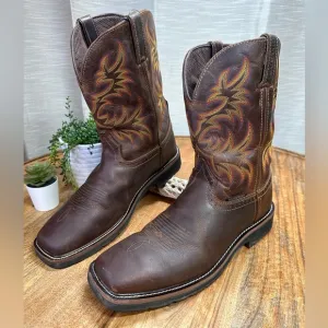 Justin Men's Driller Cowhide Stampede Plain Toe Work Boots 11” Size 13 D