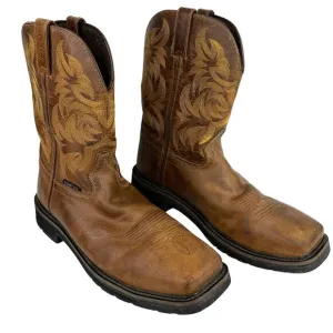 Justin Mens Stampede Handler Safety Toe Work Boots Brown Leather 13D