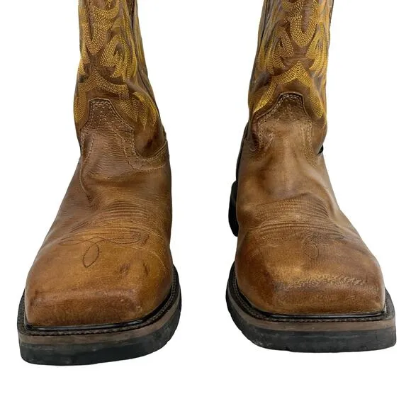 Justin Mens Stampede Handler Safety Toe Work Boots Brown Leather 13D