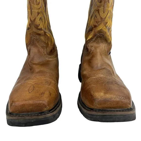Justin Mens Stampede Handler Safety Toe Work Boots Brown Leather 13D