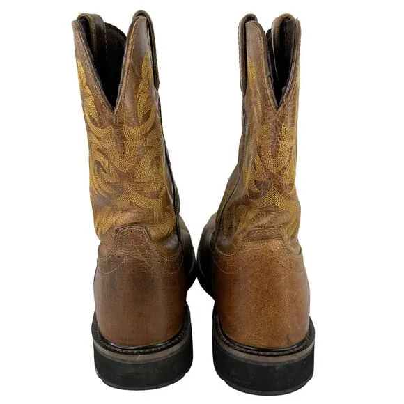 Justin Mens Stampede Handler Safety Toe Work Boots Brown Leather 13D