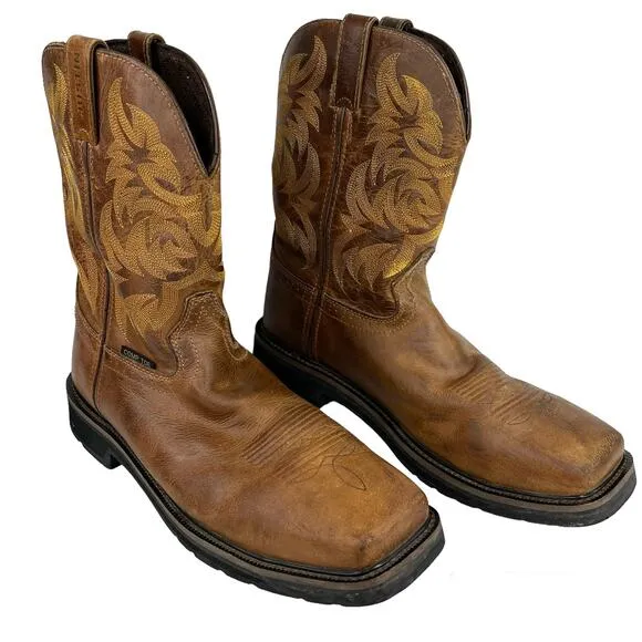 Justin Mens Stampede Handler Safety Toe Work Boots Brown Leather 13D