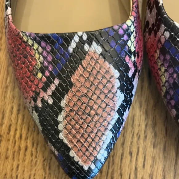 Kaari Blue Multicolor Snakeskin Flats