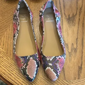 Kaari Blue Multicolor Snakeskin Flats