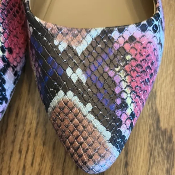 Kaari Blue Multicolor Snakeskin Flats