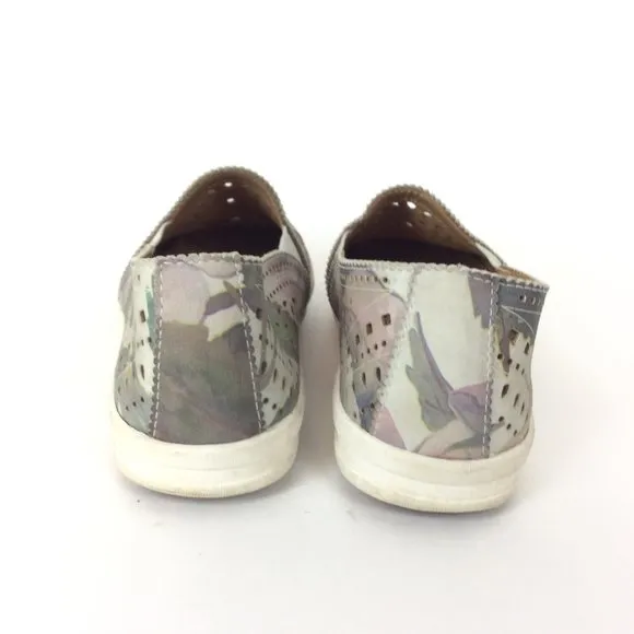 Kalso Earth Flower Leaf Print Laser Cut Slip Ons