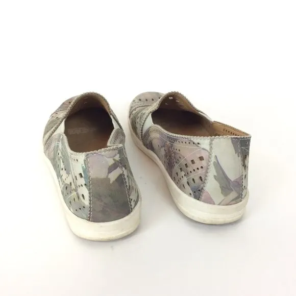 Kalso Earth Flower Leaf Print Laser Cut Slip Ons