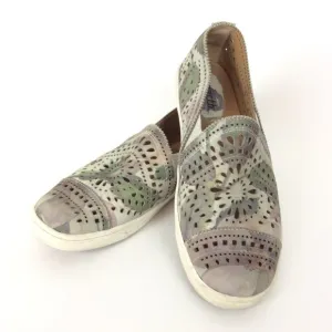 Kalso Earth Flower Leaf Print Laser Cut Slip Ons