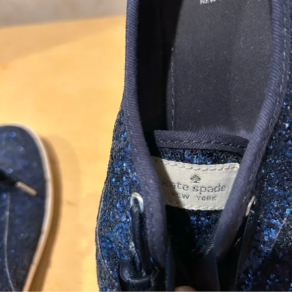 Kate Spade Keds navy blue glitter sneakers size 8.5 women’s WF 60097