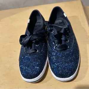Kate Spade Keds navy blue glitter sneakers size 8.5 women’s WF 60097