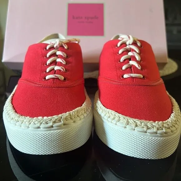 KATE SPADE espadrille lace sneakers coral rose 7.5