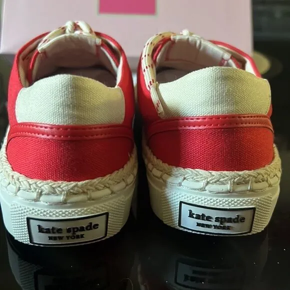 KATE SPADE espadrille lace sneakers coral rose 7.5