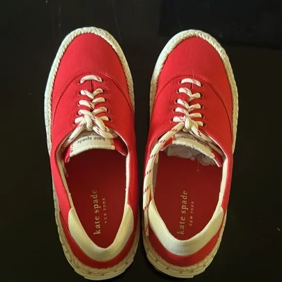 KATE SPADE espadrille lace sneakers coral rose 7.5