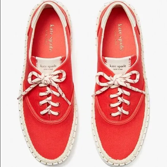 KATE SPADE espadrille lace sneakers coral rose 7.5