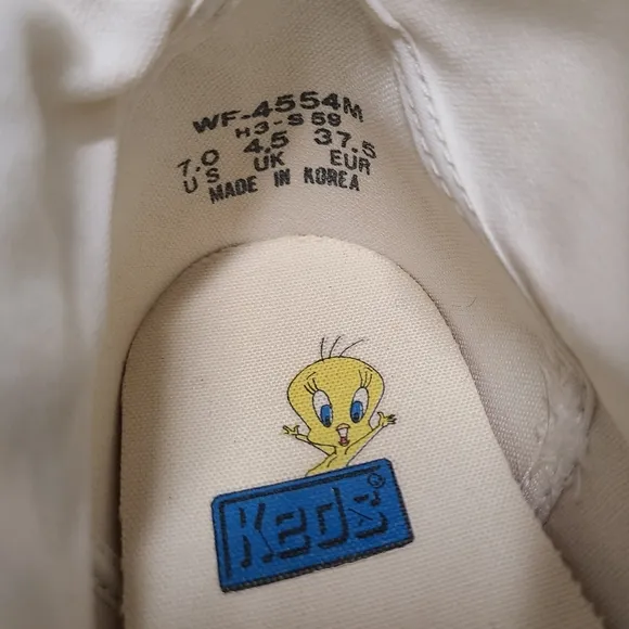 Keds Vintage 1993 Looney Tunes Tweety Bird &amp; Sylvester Hi-Top Canvas Sneakers 7