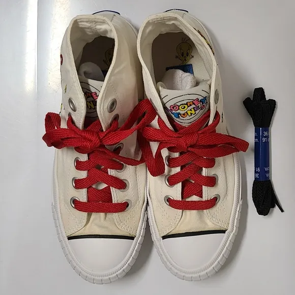 Keds Vintage 1993 Looney Tunes Tweety Bird &amp; Sylvester Hi-Top Canvas Sneakers 7