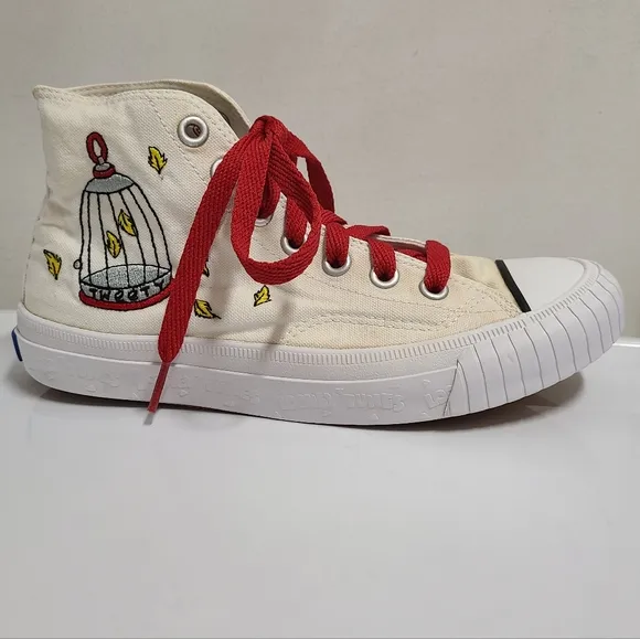 Keds Vintage 1993 Looney Tunes Tweety Bird &amp; Sylvester Hi-Top Canvas Sneakers 7