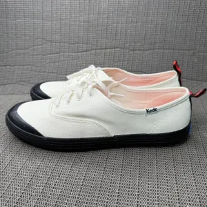 Keds Womens Size 10 White Champion Toe Cap Splash Canvas Lace-Up Sneakers
