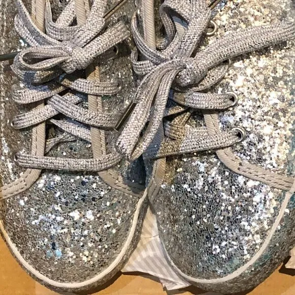 Keds X Kate Spade New York All-over Glitter Silver Sneakers Size 8