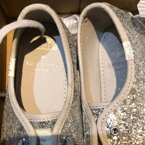 Keds X Kate Spade New York All-over Glitter Silver Sneakers Size 8