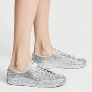 Keds X Kate Spade New York All-over Glitter Silver Sneakers Size 8