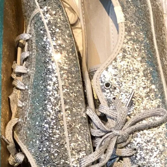 Keds X Kate Spade New York All-over Glitter Silver Sneakers Size 8