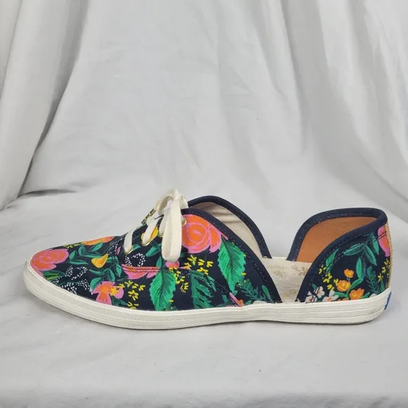 Keds x Paper Rifle Co Women's Navy Blue Floral Print Sneakers Size 7