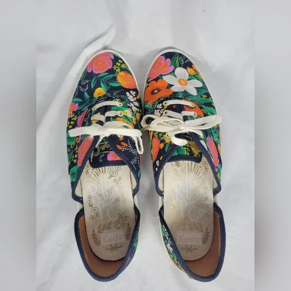 Keds x Paper Rifle Co Women's Navy Blue Floral Print Sneakers Size 7
