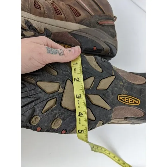 Keen ASTM F2413-11 Mens Size 14 Waterproof Leather Hiking Steel Toed Boots Brown